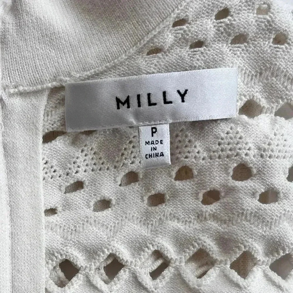 MILLY Cream Crochet Sleeveless Top Size Petite - Picture 7 of 9